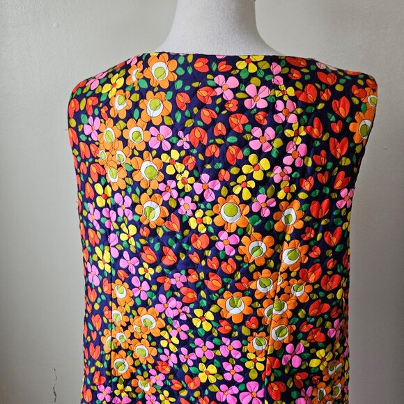 Vintage 70s Handmade Mod Floral Hippie Quilted Duster Vest Volup Plus Size XXL - Picture 6 of 6